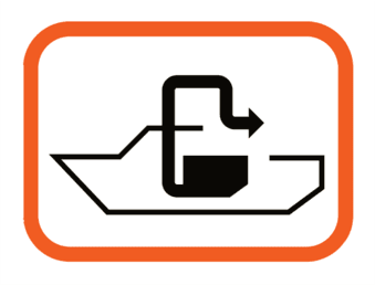 Pump-Out Logo from CVA with boat and pump-out graphic