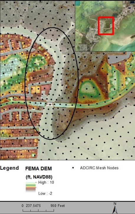 Map of topography of Florida Keys